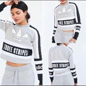 Rare Adidas Cropped Three Stripes Crewneck